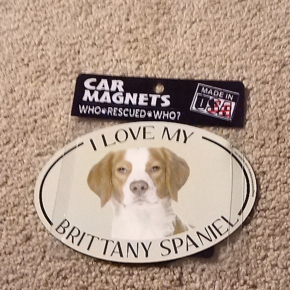 I love my Brittany spaniel car magnet